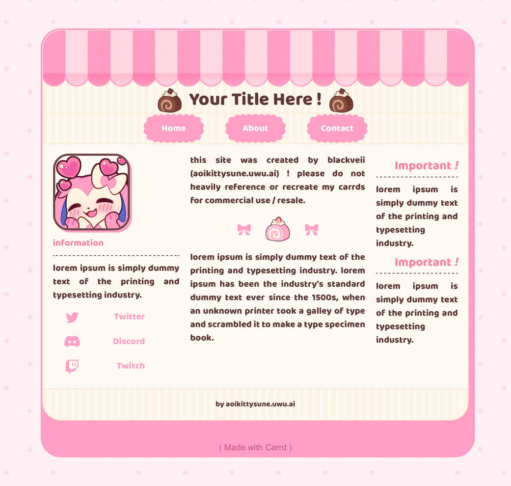 Fairy Parlor Carrd, Free Plan