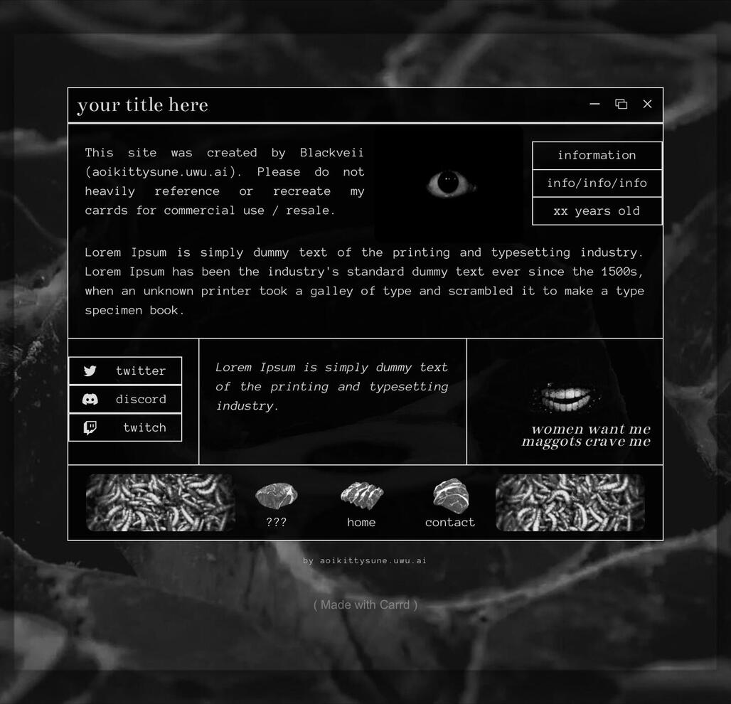 Gothic Fleshcore Carrd, Free Plan