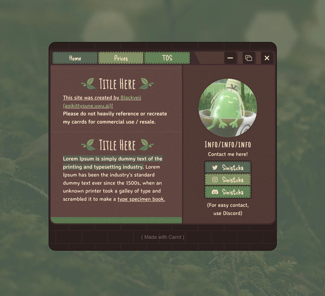 Matcha Spirit Carrd, Free Plan